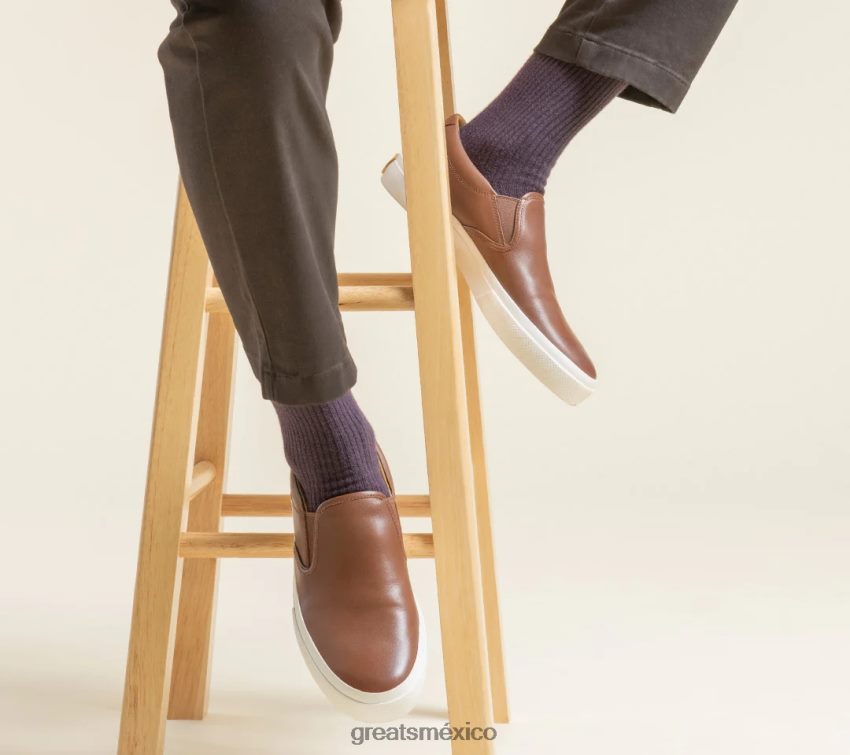 el cuero wooster 8H082D72 GREATS marron oscuro zapatos